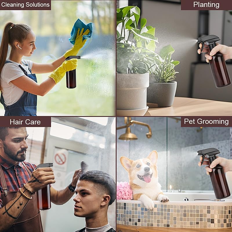 Hethyo Spray Bottles 12oz Plastic Spray Bottle for Hair Mist/Stream Heavy Duty Empty Spray Bottles for Cleaning Solutions, Plants (12oz-Brown) - Image 5